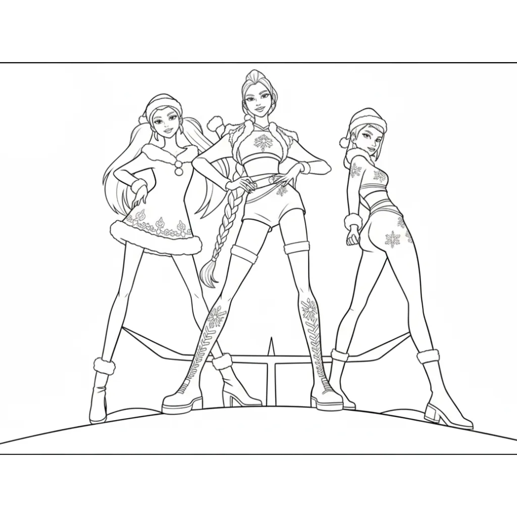 KPop Demon Hunters de Navidad 13 para colorear para imprimir para niño de 3 años