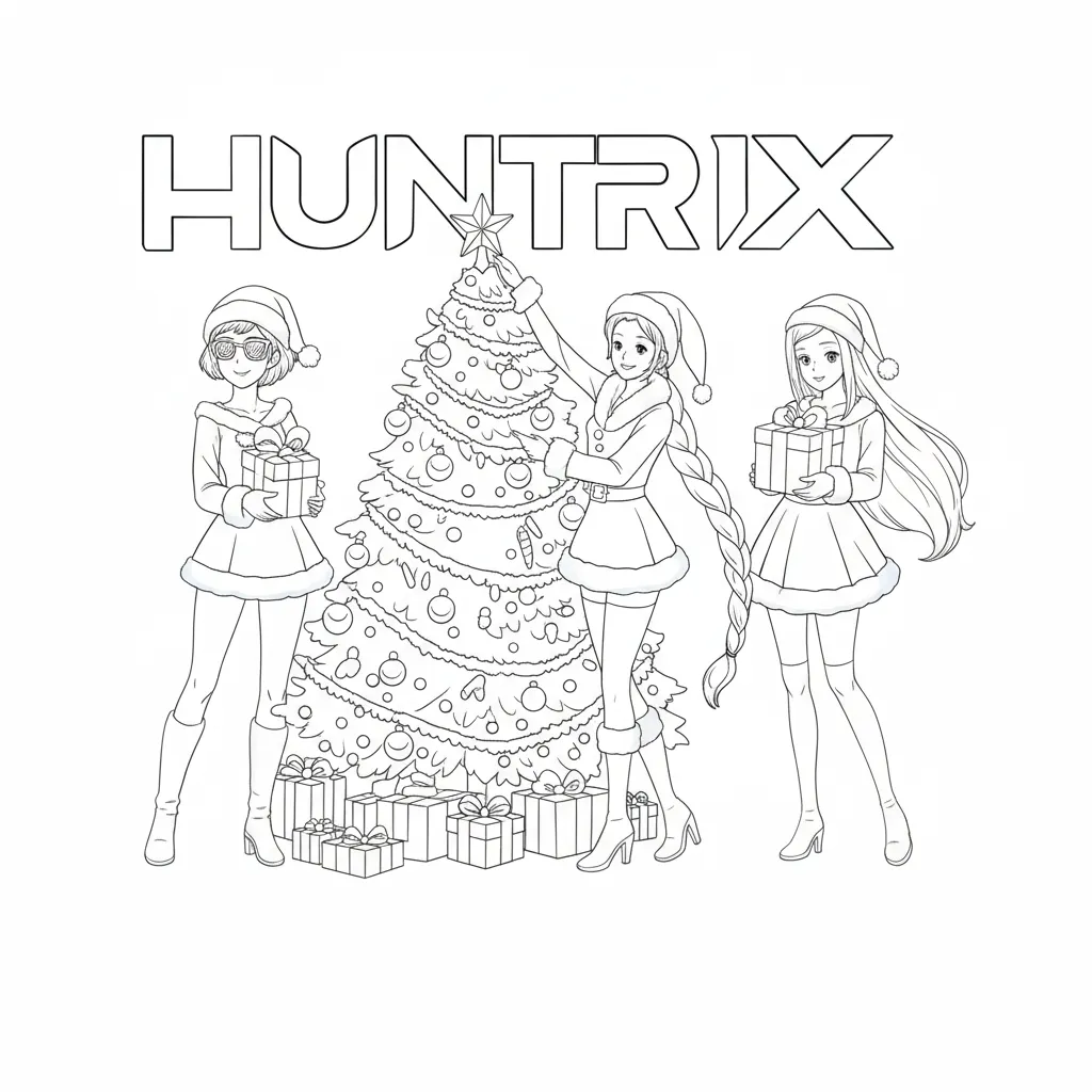 KPop Demon Hunters de Navidad 17 para colorear y recortar para imprimir