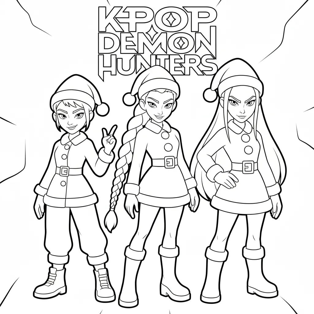 KPop Demon Hunters de Navidad 19 para colorear en línea