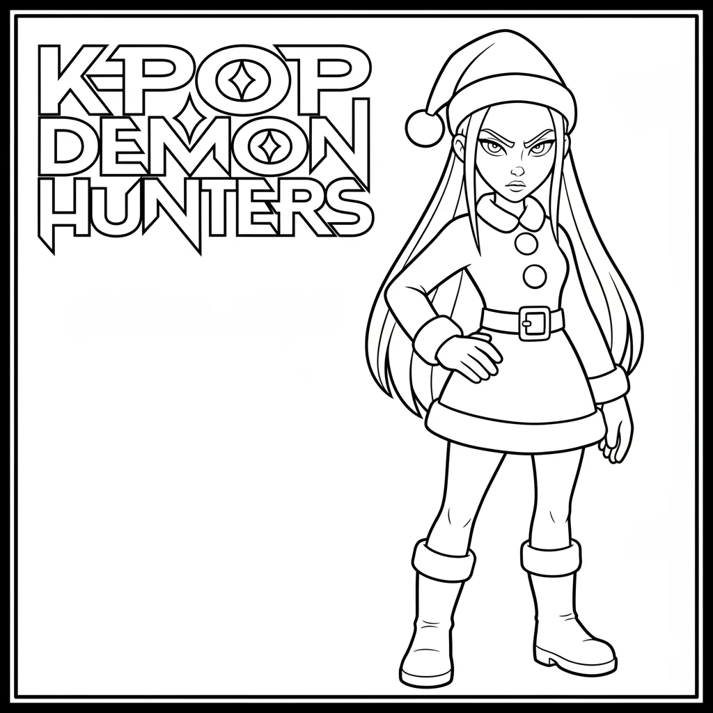 KPop Demon Hunters de Navidad 7 para colorear y dibujo para imprimir