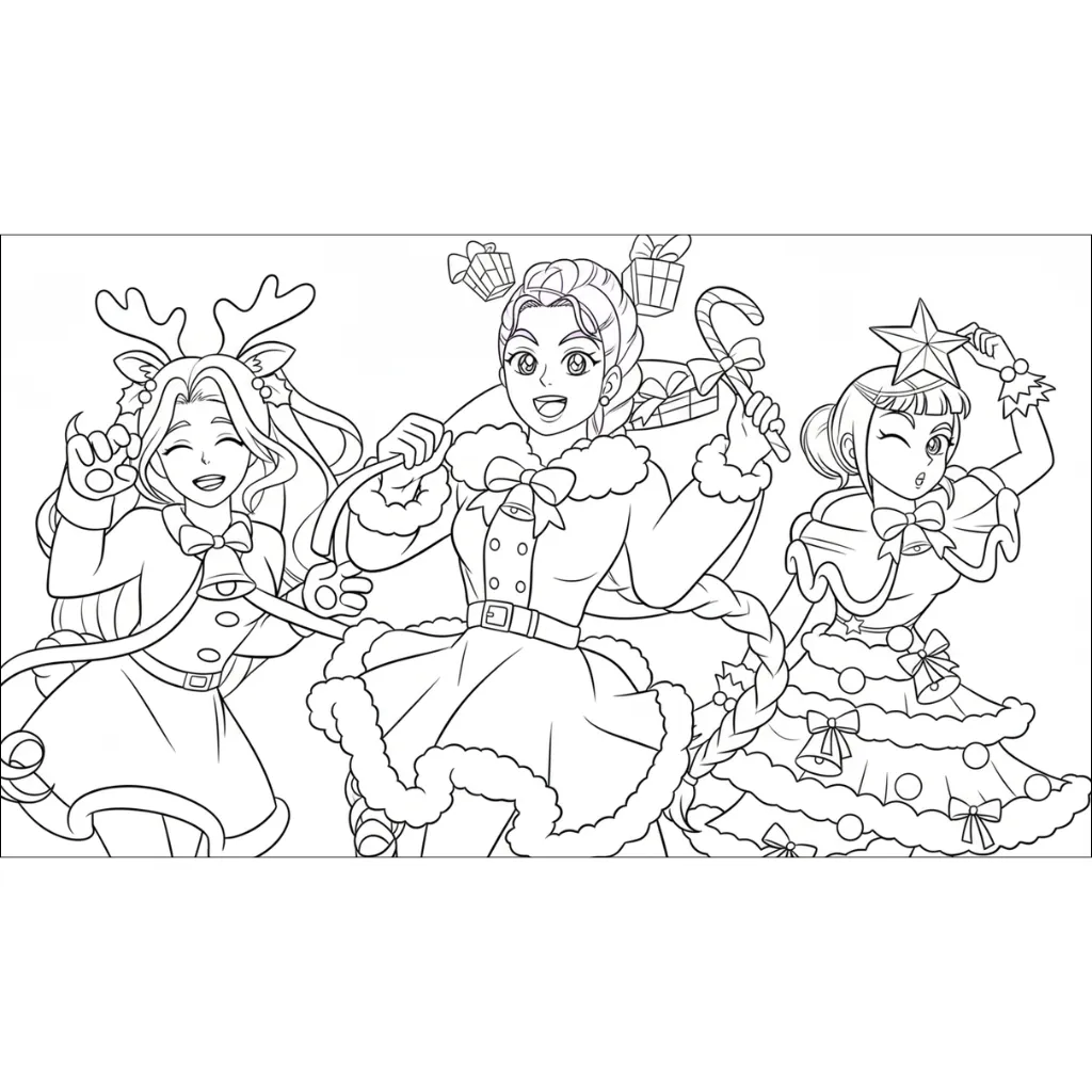 KPop Demon Hunters de Navidad 9 para colorear para niños