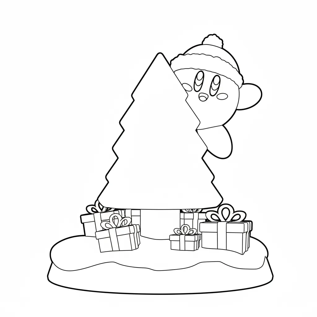 Kirby de Navidad 19 para colorear para niño para imprimir gratis