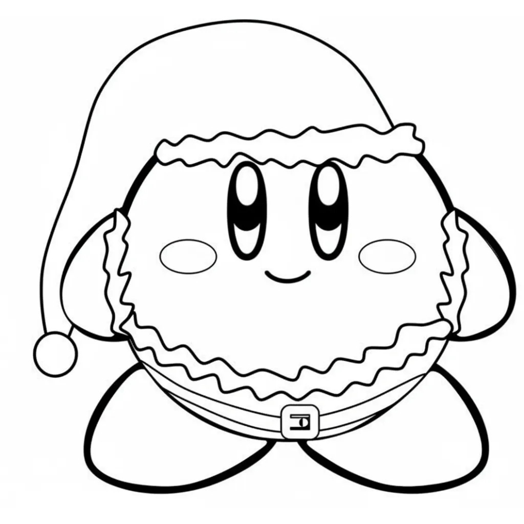 Kirby de Navidad 3 para colorear para niño para imprimir gratis
