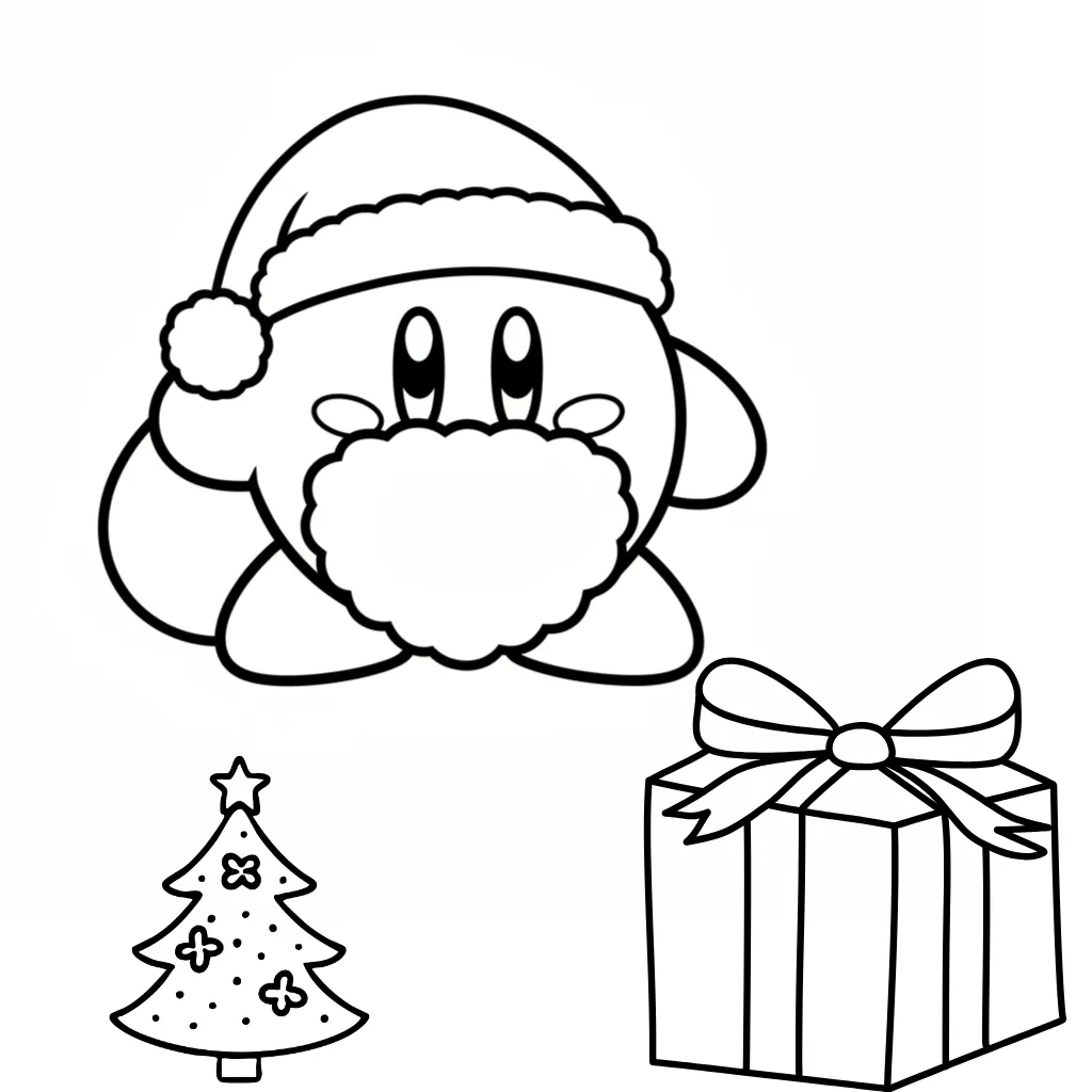 descargar Kirby de Navidad 4 para colorear gratis