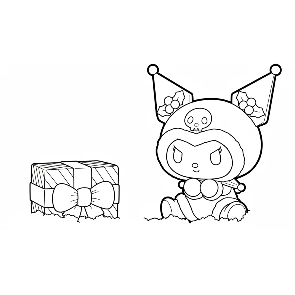 Kuromi de Navidad 11 para colorear gratis para imprimir