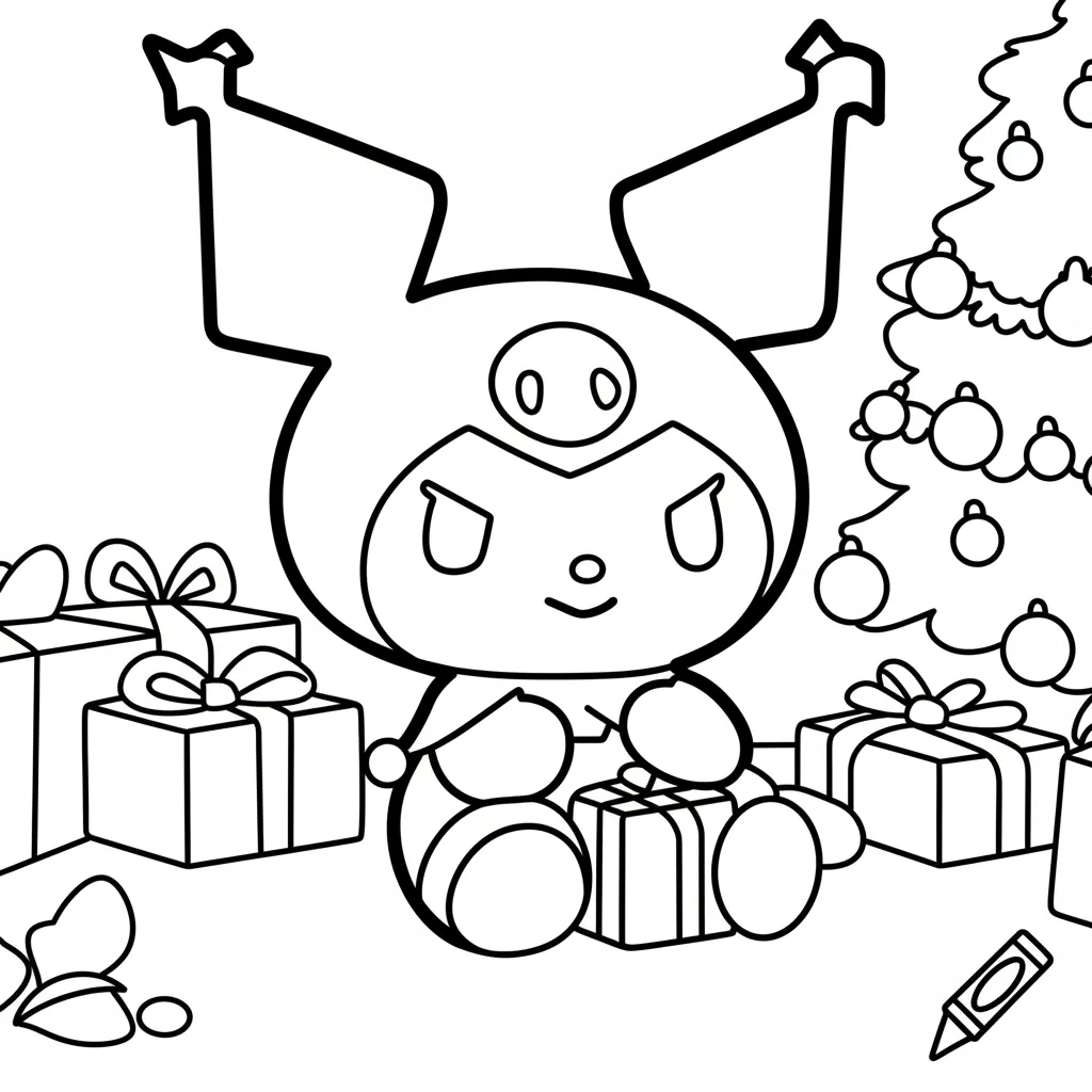 Kuromi de Navidad 13 para colorear para descargar
