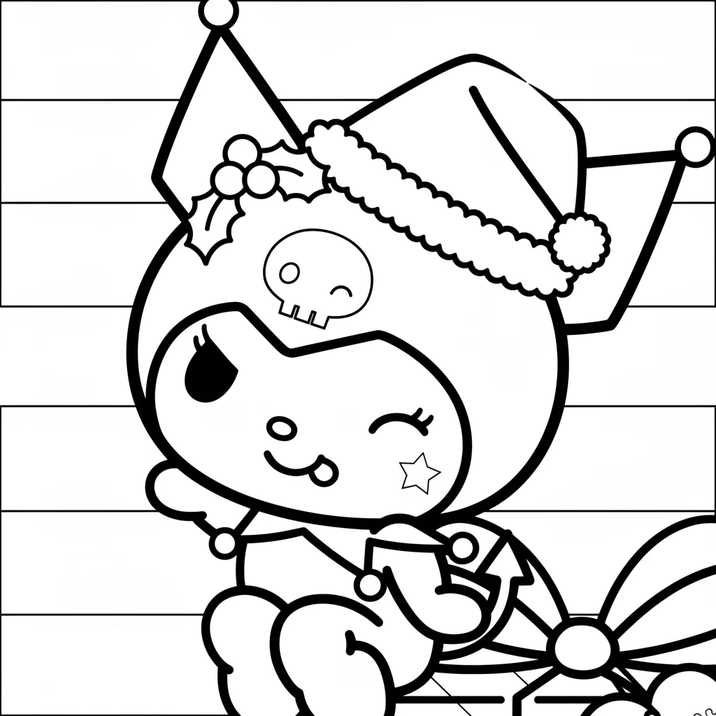 Kuromi de Navidad 14 para colorear para niños para imprimir