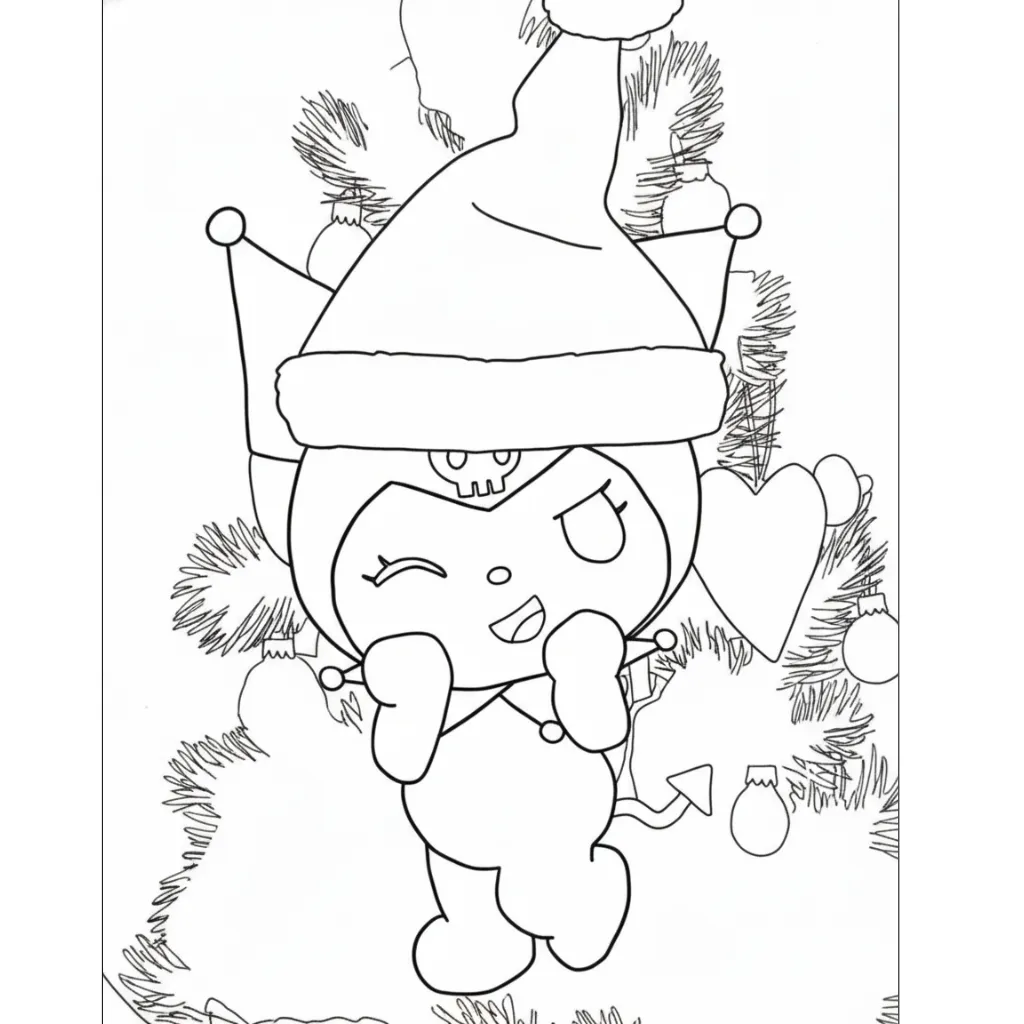 imprimir Kuromi de Navidad 15 para colorear para niño