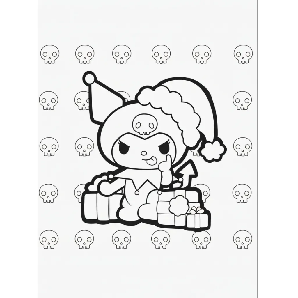 Kuromi de Navidad 18 para colorear para niño para imprimir