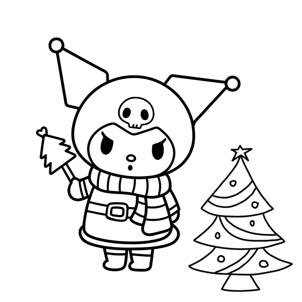 Kuromi de Navidad 2 para dibujar e imprimir