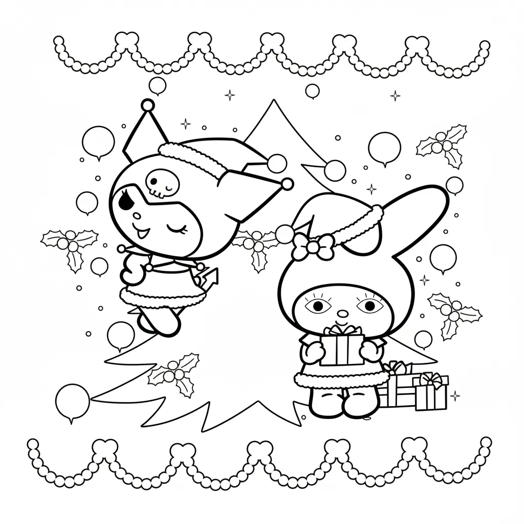 Kuromi de Navidad 21 para dibujar e imprimir