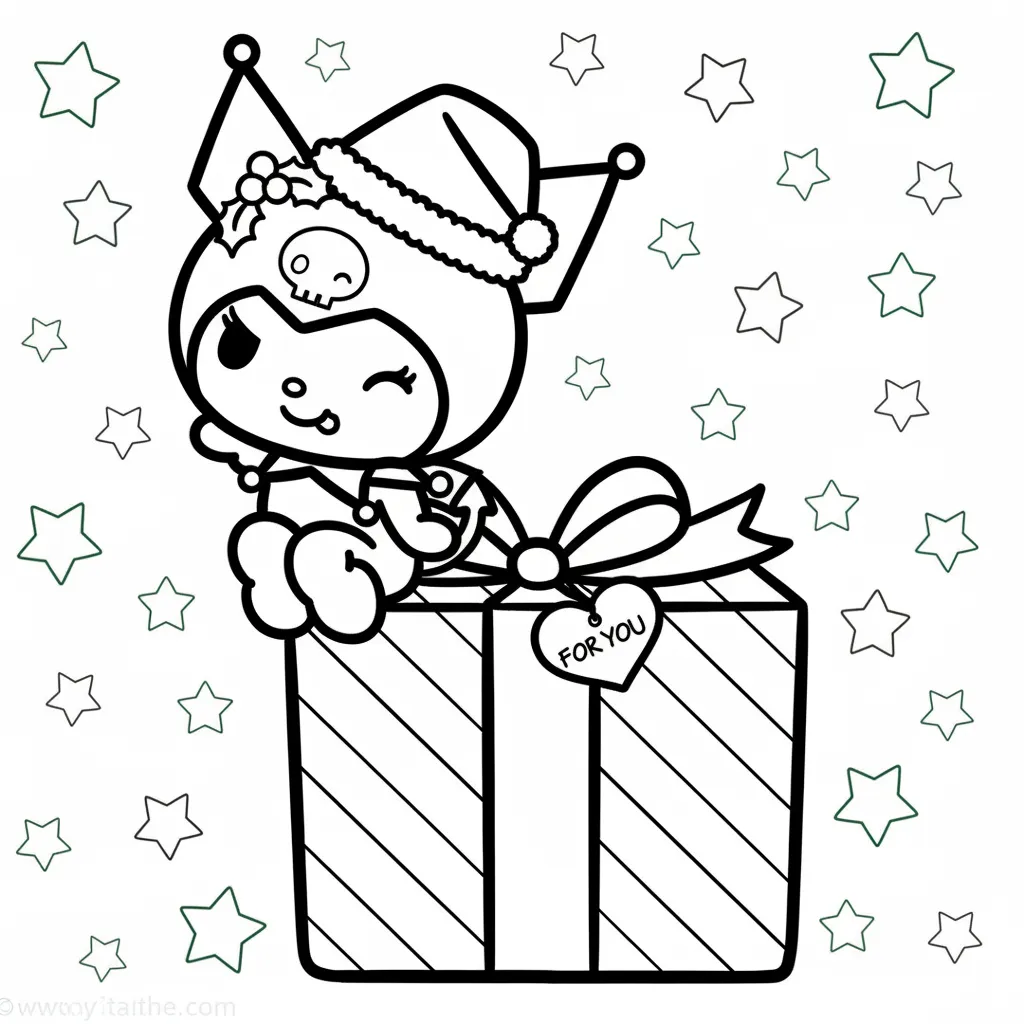 Kuromi de Navidad 24 para colorear para imprimir pdf gratis
