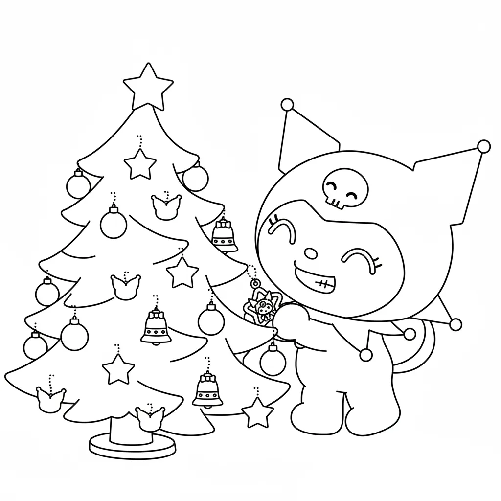 Kuromi de Navidad 6 para colorear para imprimir gratis
