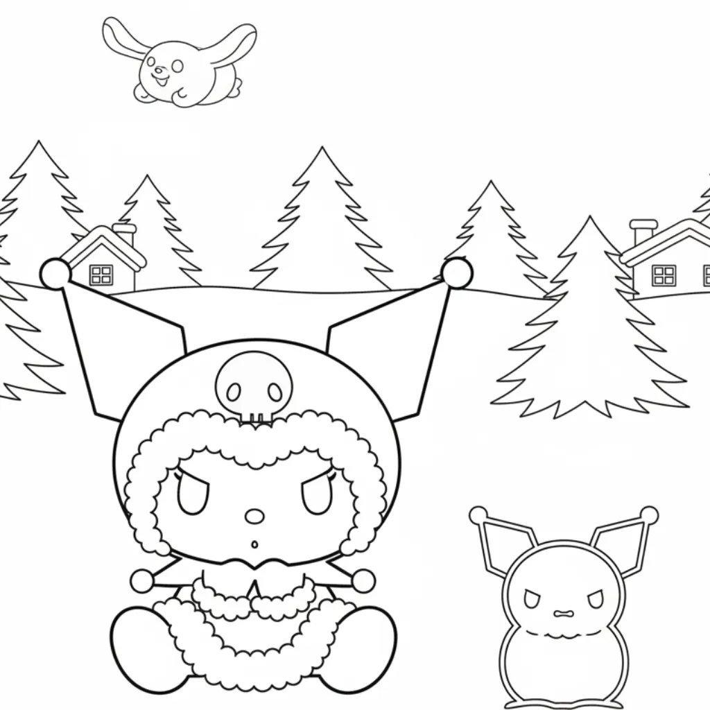 imprimir Kuromi de Navidad 7 para colorear gratis