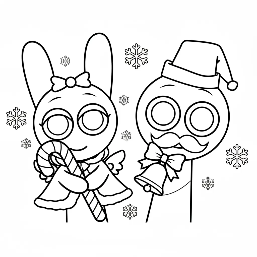 imagen para colorear Sprunki de Navidad 21 niño