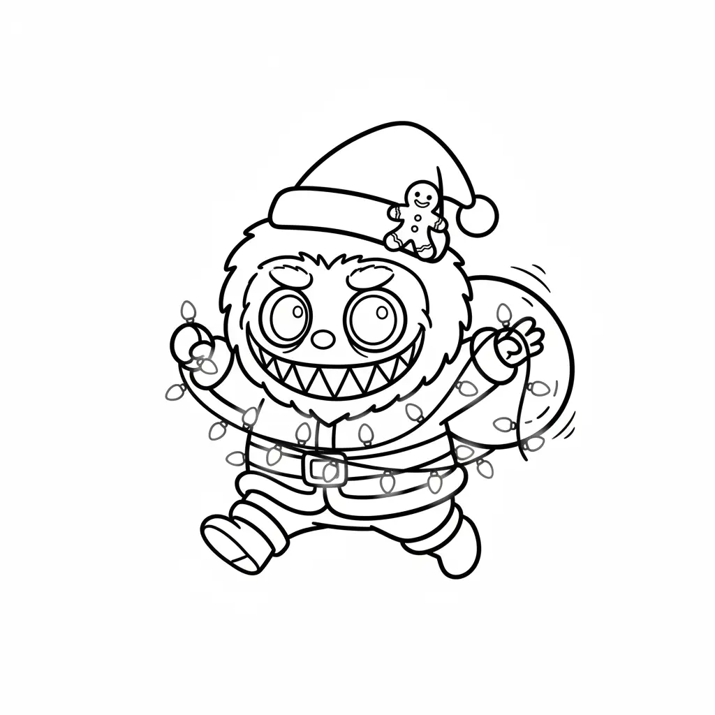 Labubu de Navidad para colorear para niño de 6 años