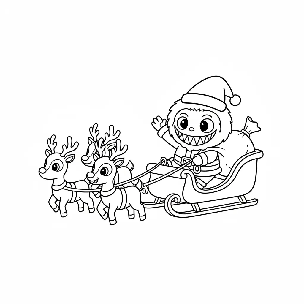 Labubu de Navidad para colorear para imprimir a4