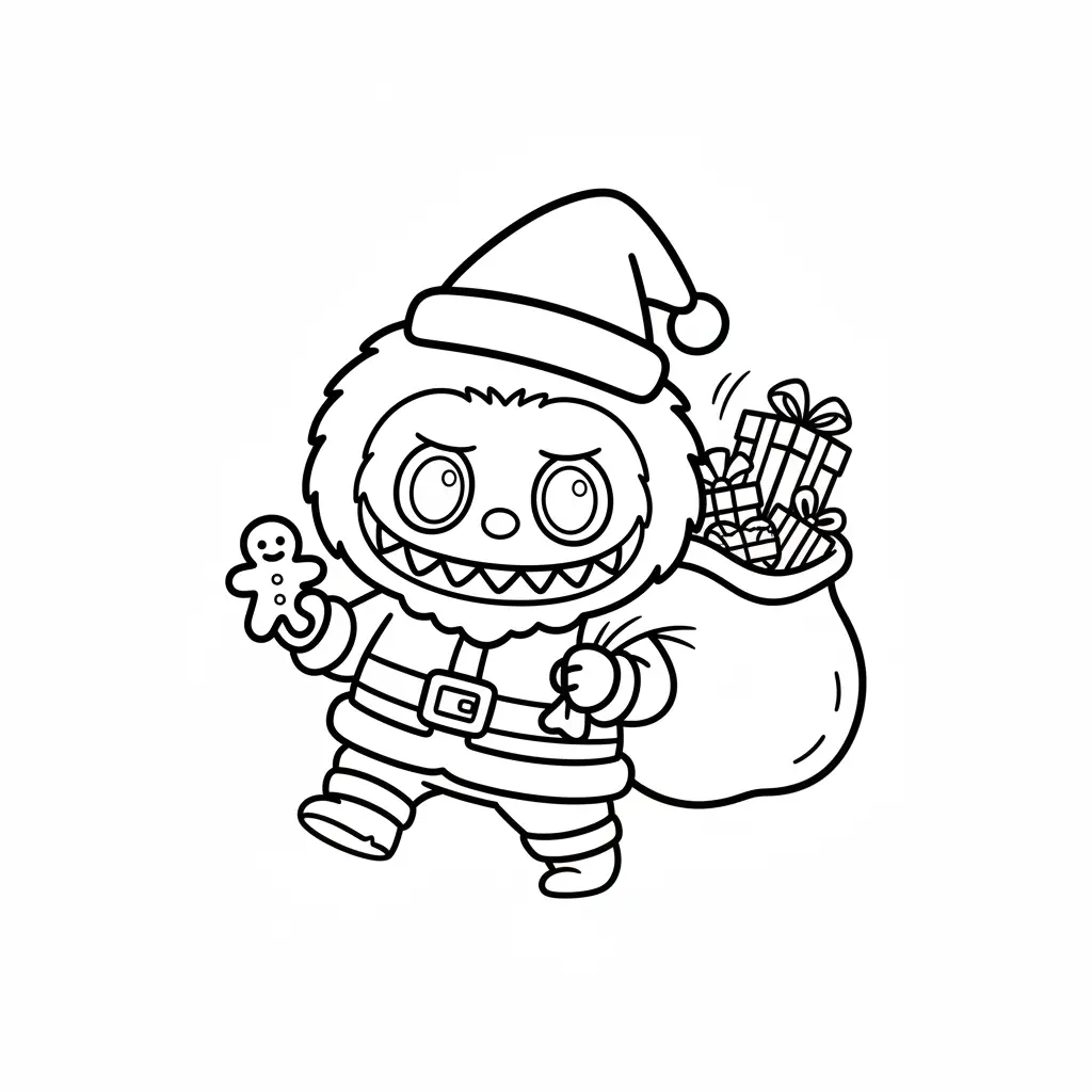 Labubu de Navidad para dibujar e imprimir