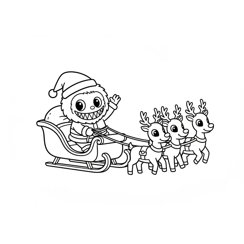 imagen para colorear Labubu de Navidad niño