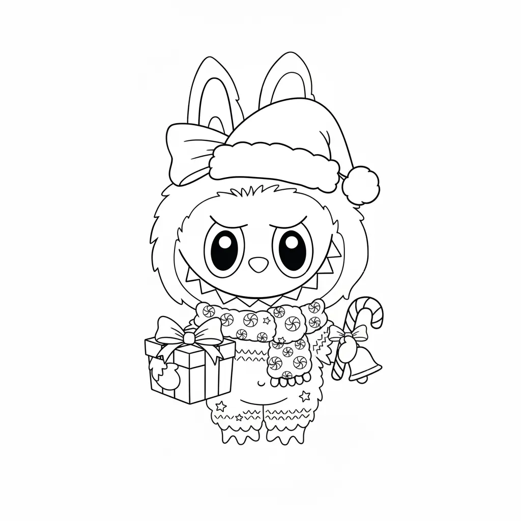 Labubu de Navidad para colorear para niño de 7 años