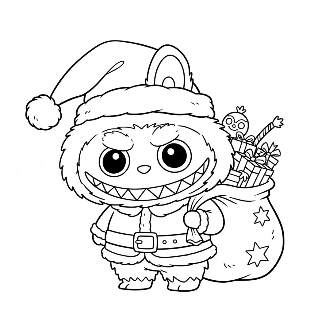 Labubu de Navidad para colorear para imprimir pdf gratis