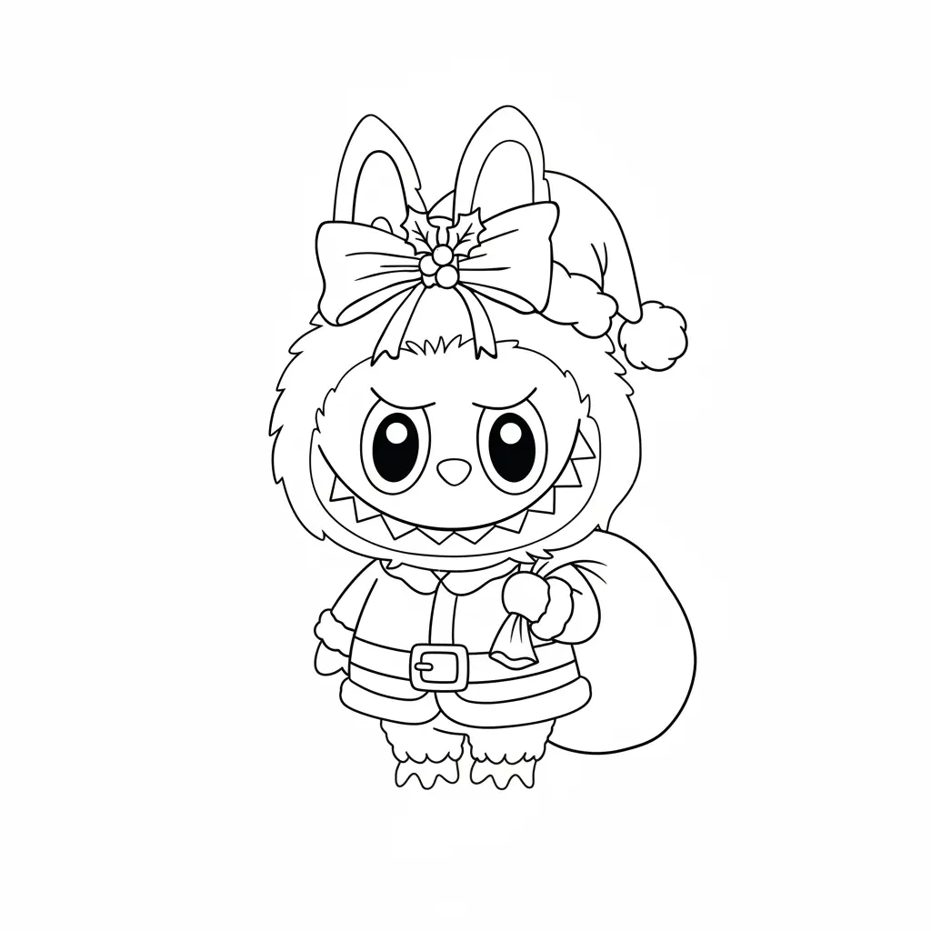 Labubu de Navidad para colorear en línea gratis