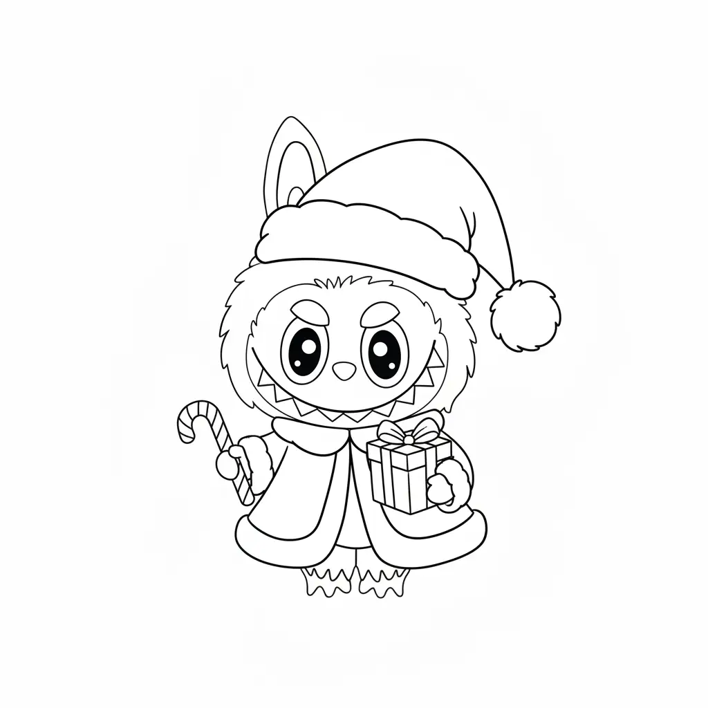 Labubu de Navidad para colorear para imprimir gratis