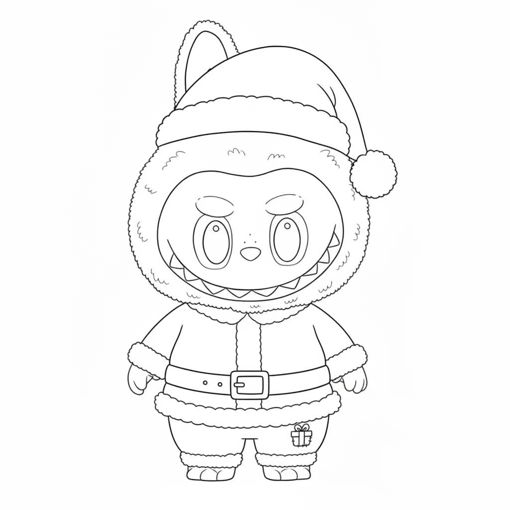 Labubu de Navidad para colorear para imprimir para niño de 3 años