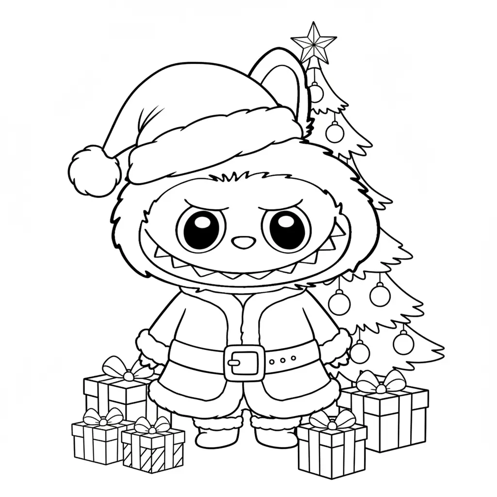 Labubu de Navidad para colorear y aprendizaje