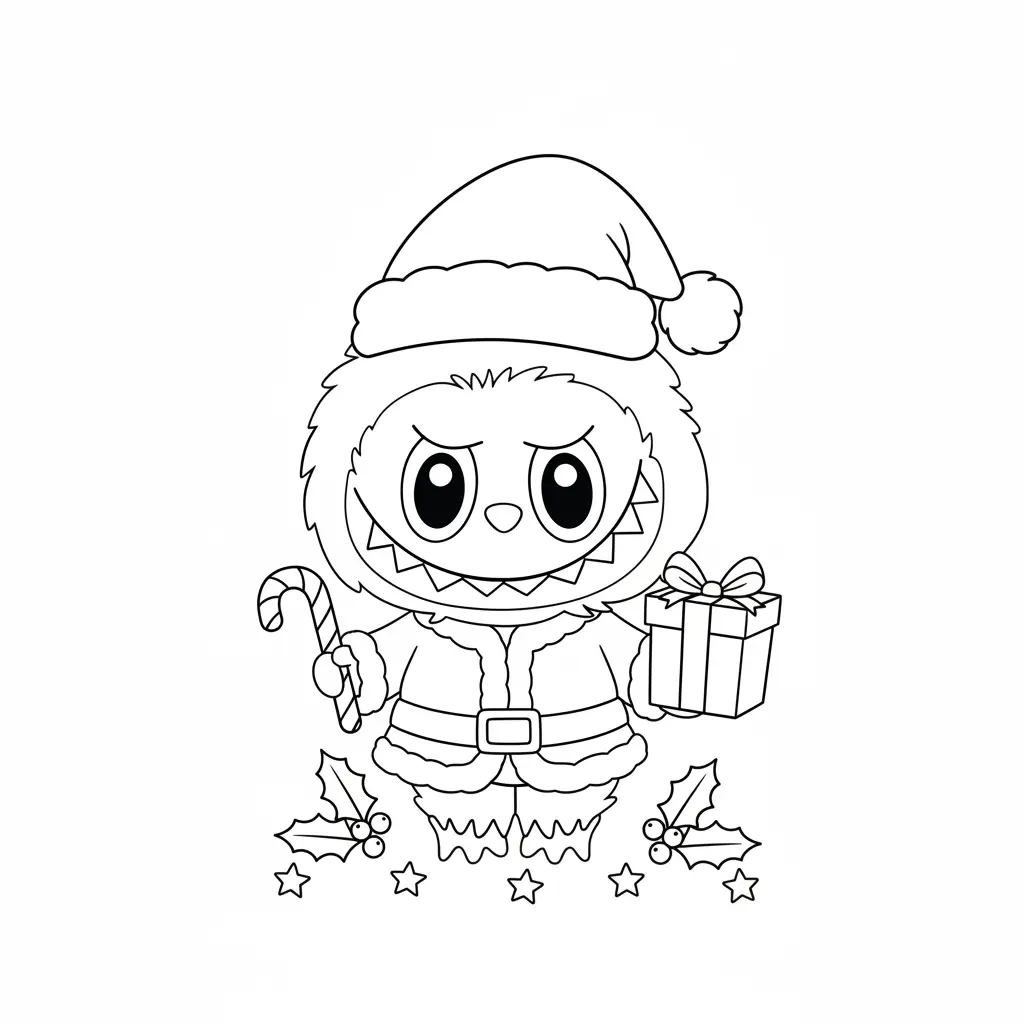 Labubu de Navidad para colorear para niño de 7 años 1