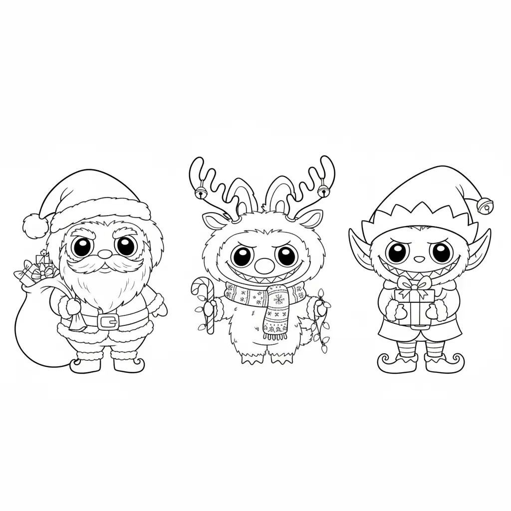 Labubu de Navidad para colorear para niño