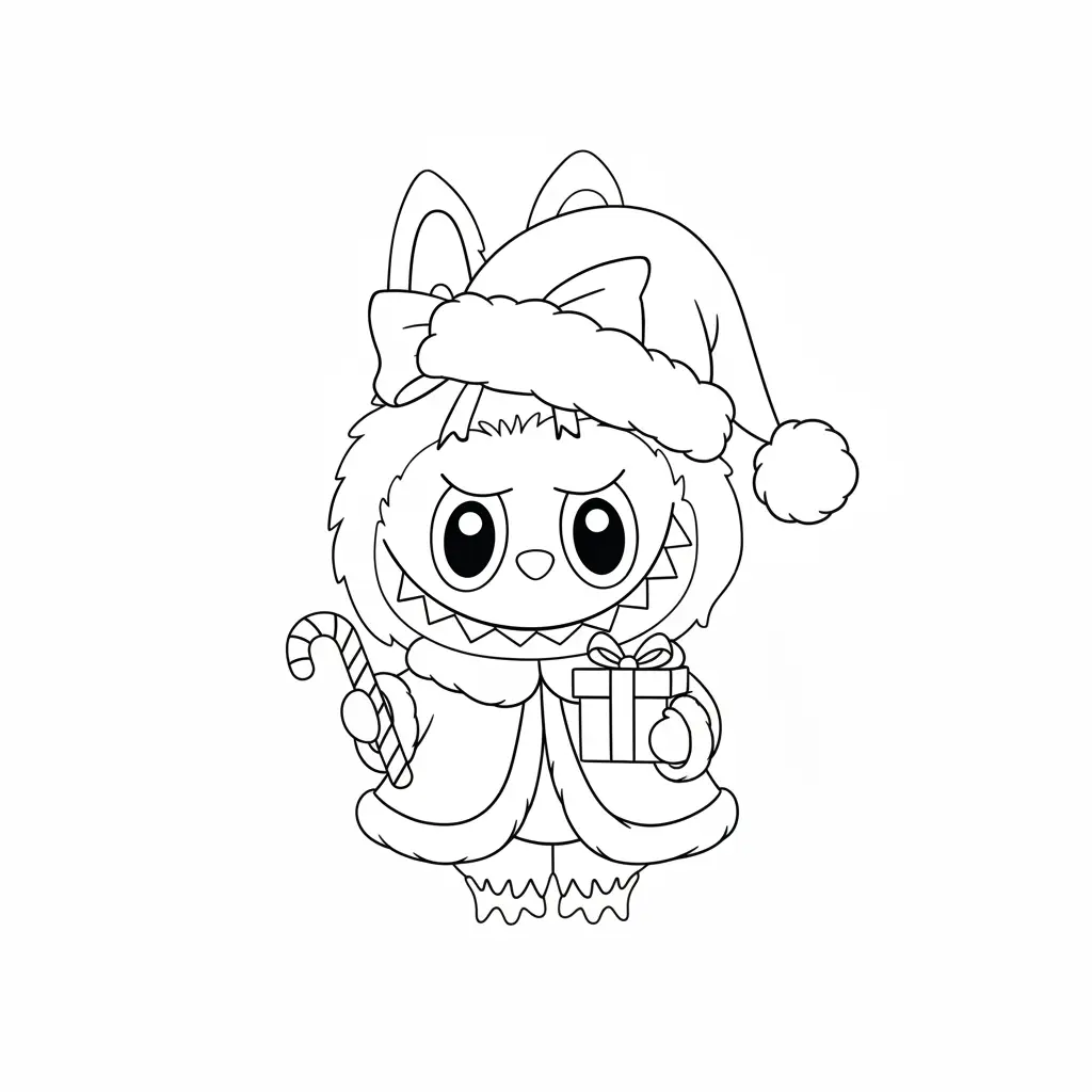 Labubu de Navidad para dibujar en línea