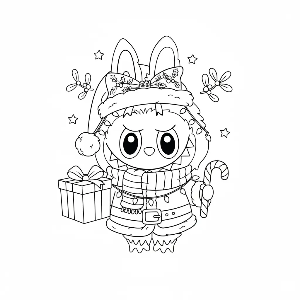 Labubu de Navidad para colorear en línea gratis 1
