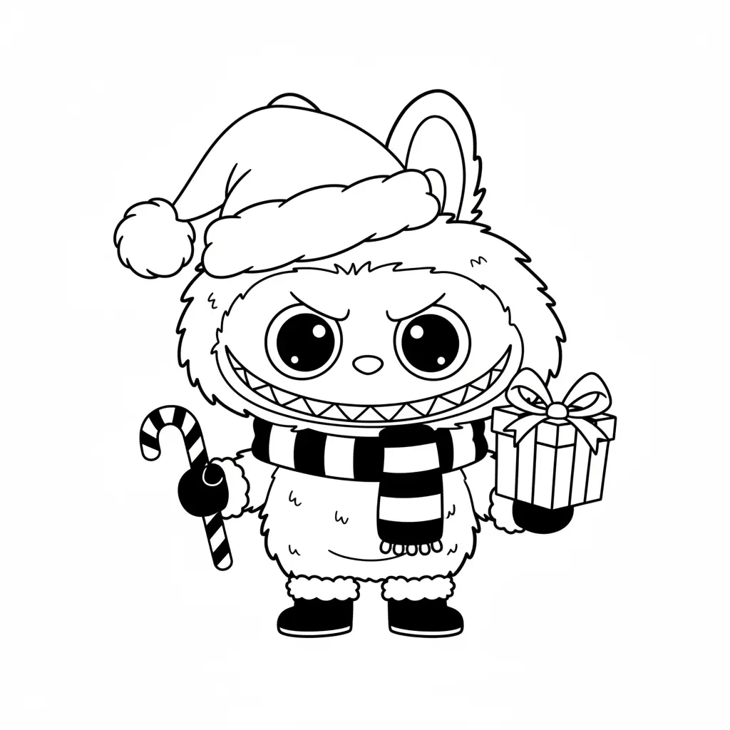 Labubu de Navidad para colorear gratis en línea