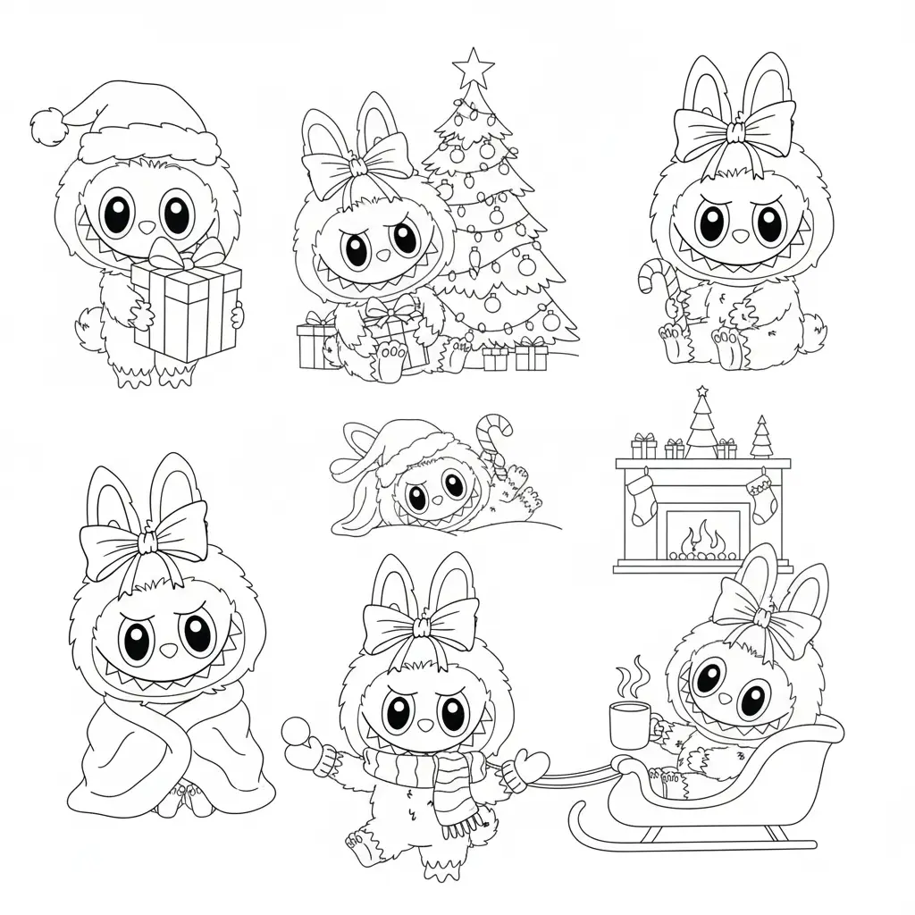 Labubu de Navidad para colorear para imprimir gratis 1