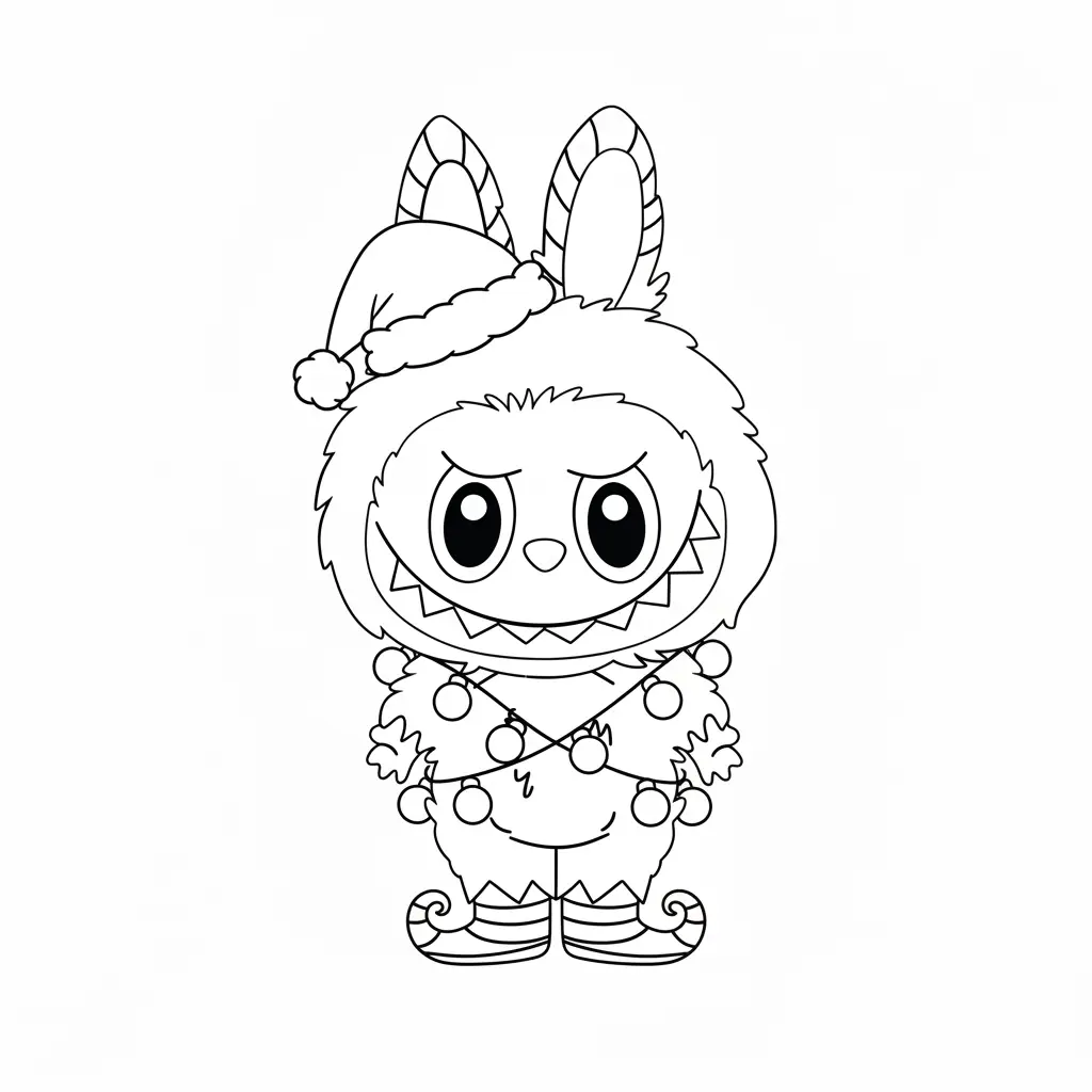 Labubu de Navidad para colorear de para niños