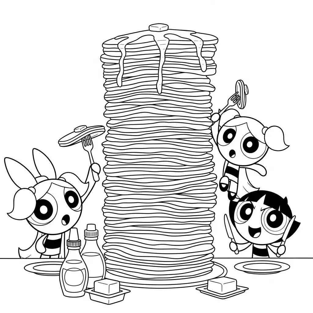 Las Chicas Superpoderosas para colorear educativo para niño