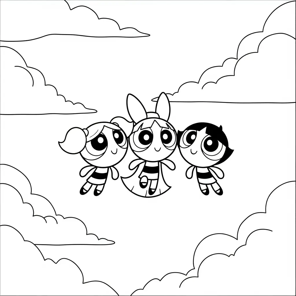 Las Chicas Superpoderosas para colorear para niños para imprimir gratis
