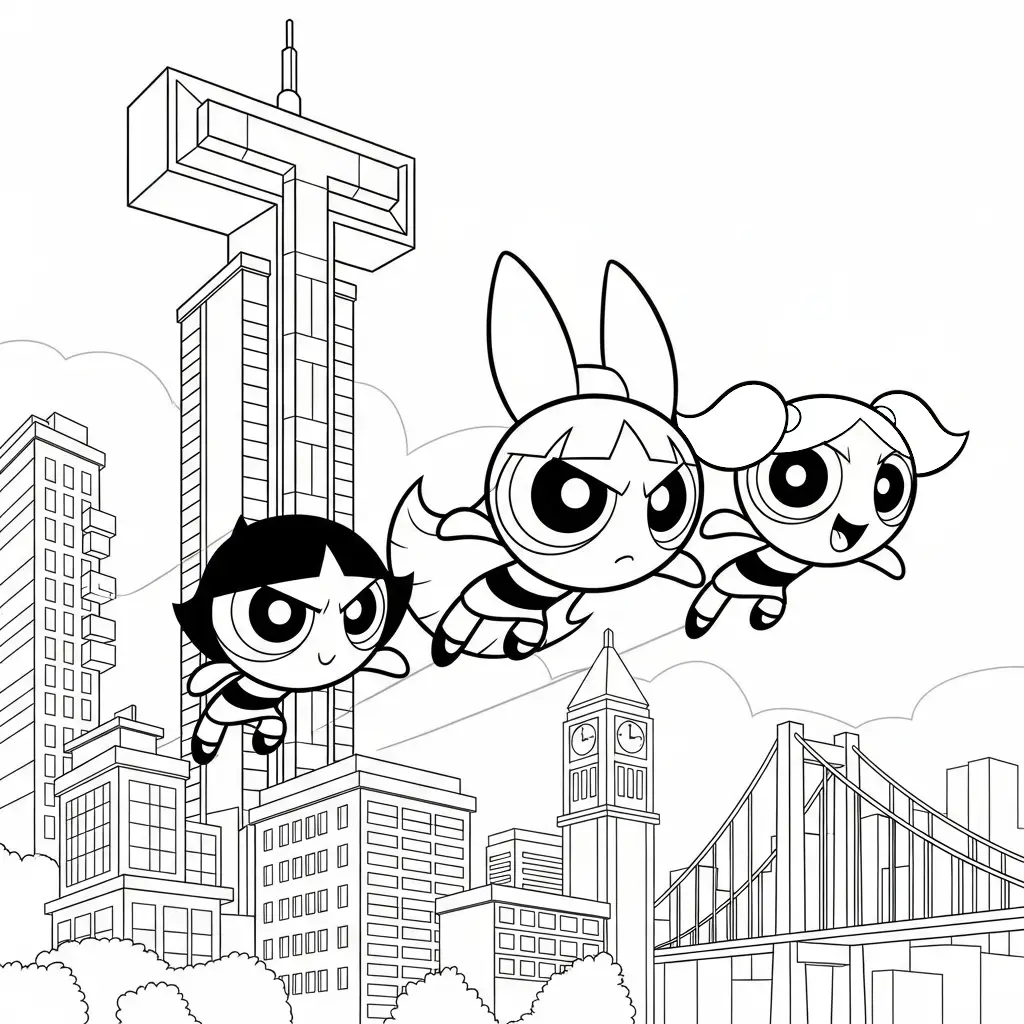 Las Chicas Superpoderosas para colorear y recortar para imprimir