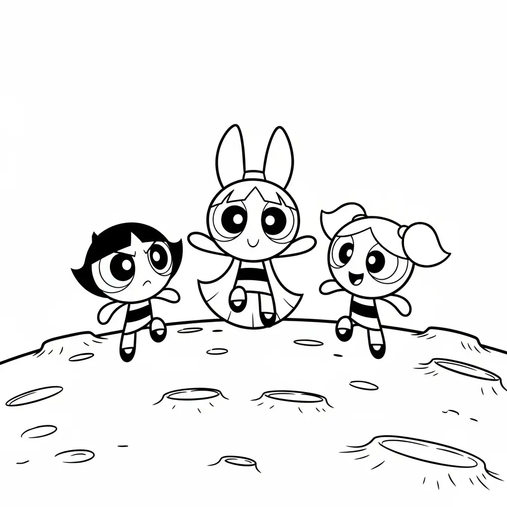 Las Chicas Superpoderosas de niño para colorear para imprimir