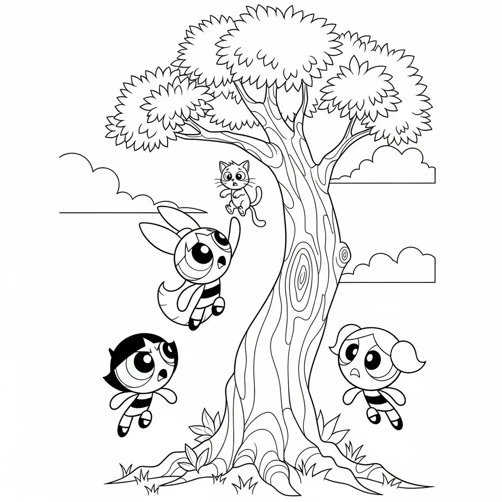 Las Chicas Superpoderosas para colorear gratis en línea