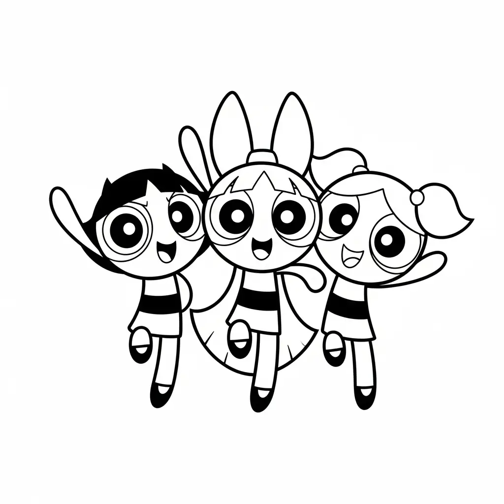 Las Chicas Superpoderosas para colorear para imprimir kawaii