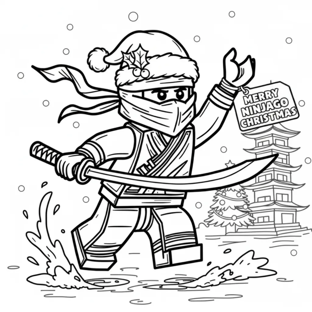 Lego Ninjago de Navidad 10 para colorear para imprimir pdf gratis