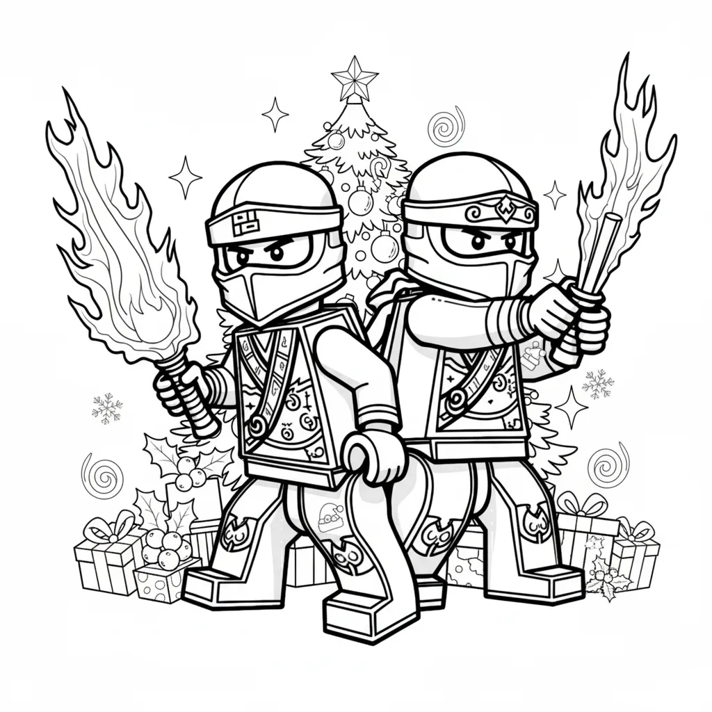 Lego Ninjago de Navidad 11 para colorear para bebé para imprimir