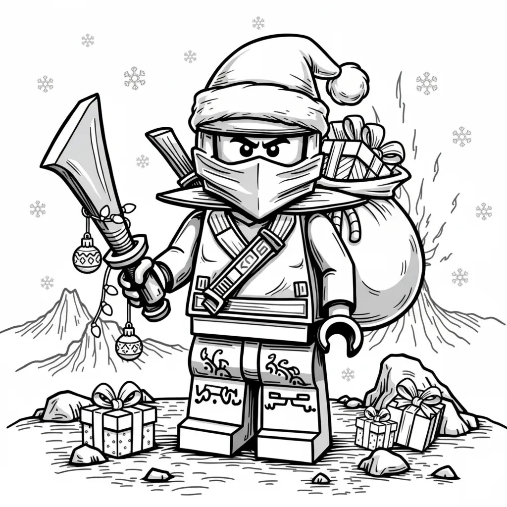 Lego Ninjago de Navidad 12 para colorear para imprimir gratis