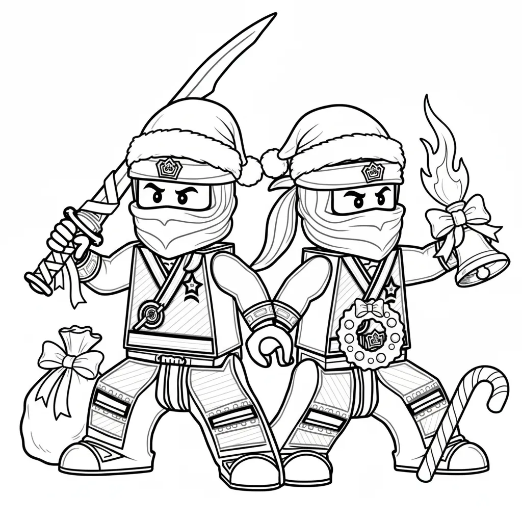 Lego Ninjago de Navidad 13 para colorear para imprimir gratis pdf