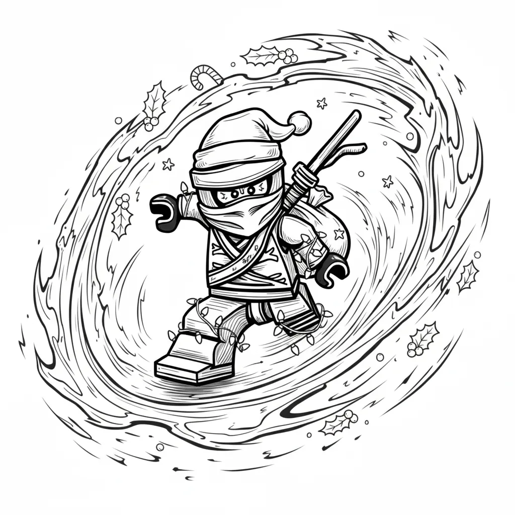 Lego Ninjago de Navidad 17 para colorear para niño de 3 años