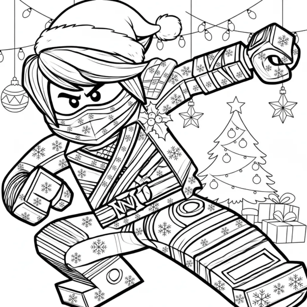 Lego Ninjago de Navidad 18 para colorear para imprimir para niño de 4 años