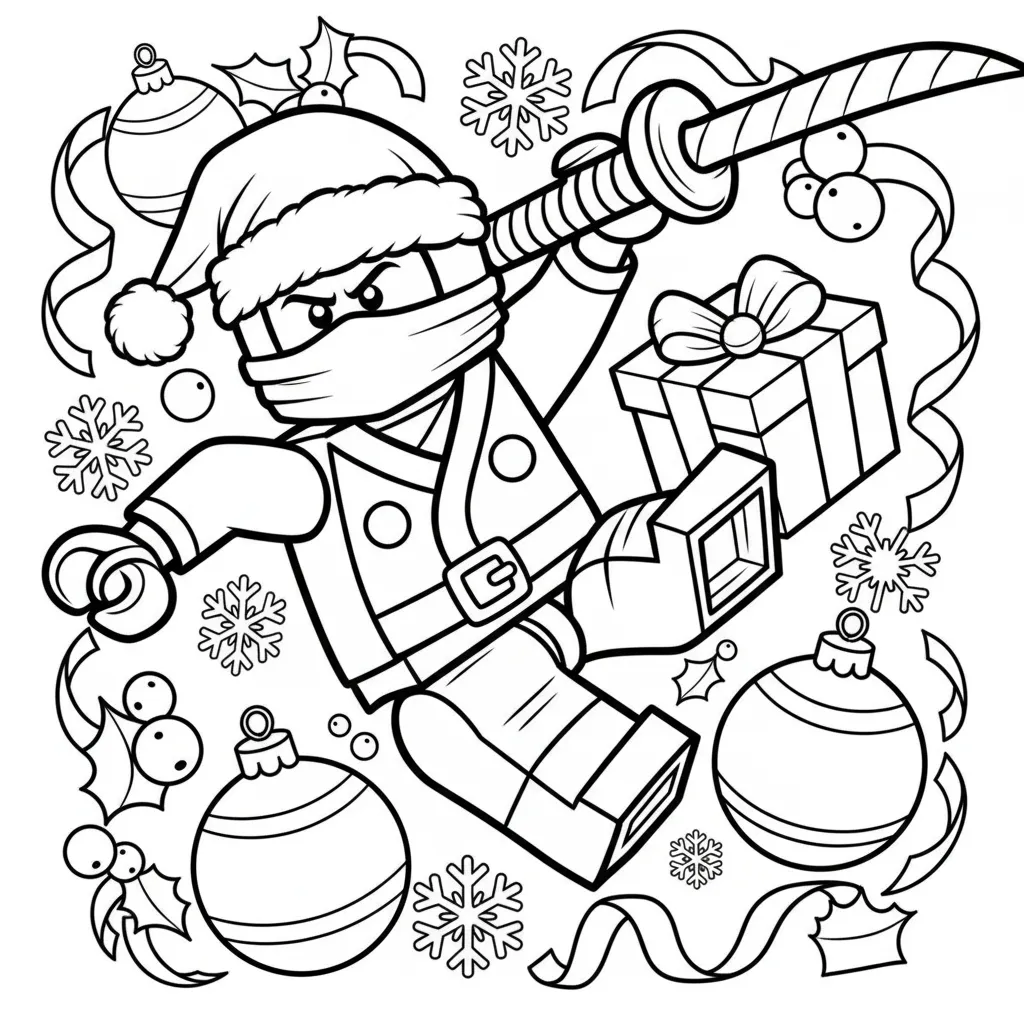 Lego Ninjago de Navidad 19 para colorear para imprimir para niño de 6 años