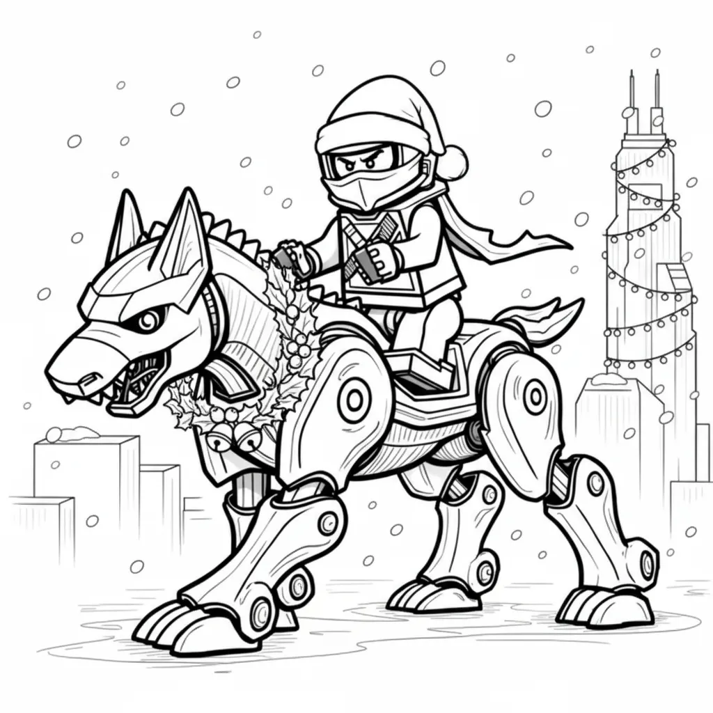 Lego Ninjago de Navidad 20 para colorear para imprimir para niño de 7 años